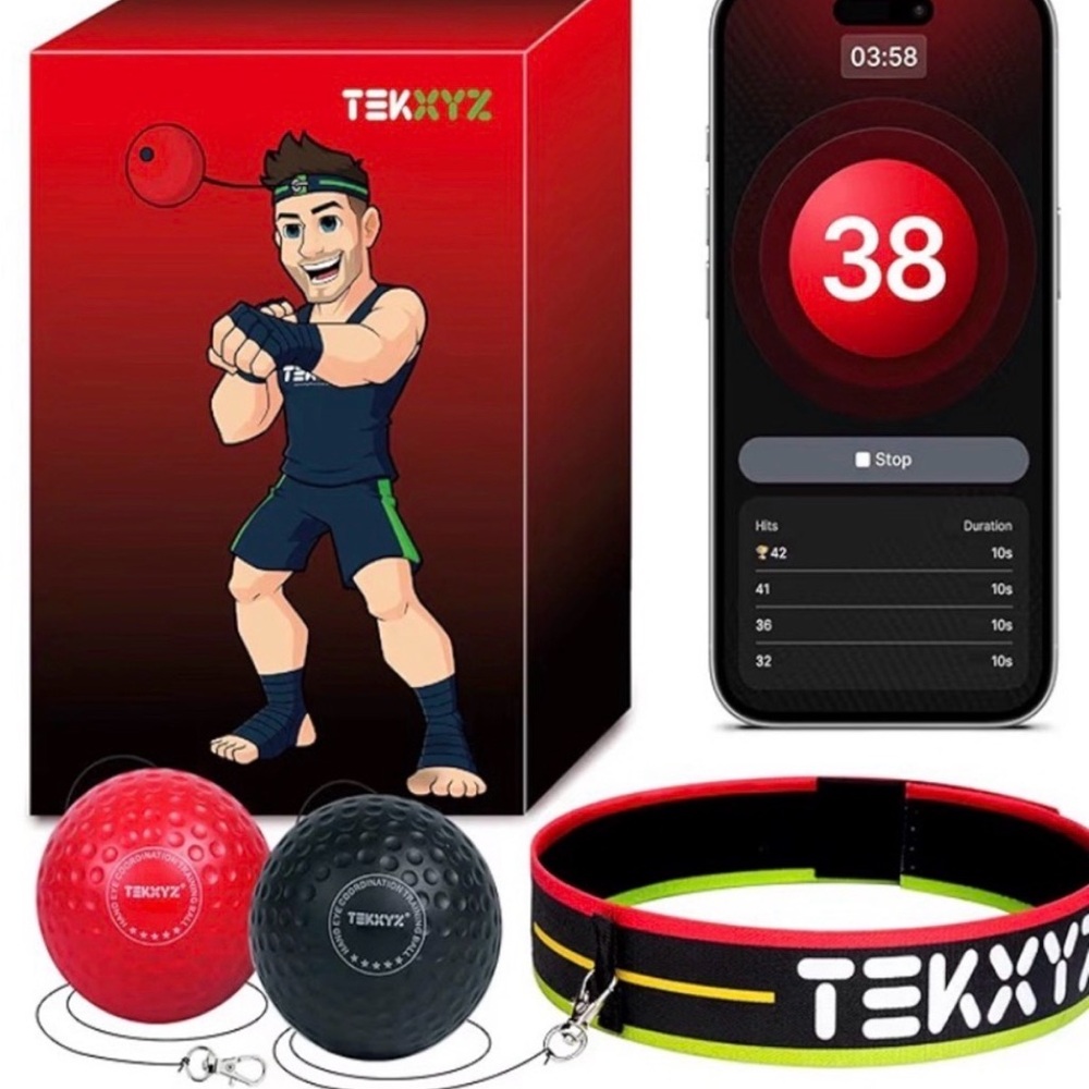 TEKXYZ Reflex Ball Training Kit - Red & Black